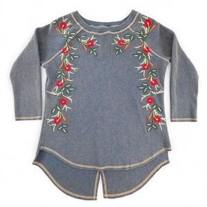 🌸 Angel + Premium Embroidered Thermal 3/4 Sleeve Tunic Top | Size Large 🌸